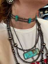 Load image into Gallery viewer, Green Double Strand Necklace – 13” Beaded – Sterling Silver Pearls & Rectangle Variscite Turquoise