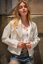 Load image into Gallery viewer, Crystal Studded Stretch Zip Up Moto Jacket