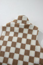 Load image into Gallery viewer, Checkered Sherpa Collared Jacket Vest