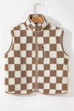 Load image into Gallery viewer, Checkered Sherpa Collared Jacket Vest