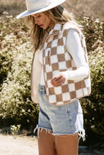 Load image into Gallery viewer, Checkered Sherpa Collared Jacket Vest