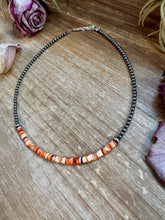 Load image into Gallery viewer, Spiny Oyster Heishi & Sterling Silver Pearl Choker