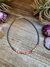 Load image into Gallery viewer, Spiny Oyster Heishi & Sterling Silver Pearl Choker