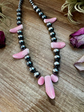 Load image into Gallery viewer, NFR Collection Necklace – 8mm & 14mm Sterling Silver Pearls with Pink Conch Shell – 23"