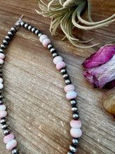 Load image into Gallery viewer, NFR Collection Necklace – 8mm Sterling Silver Pearls with 10mm Pink Conch Rondelles – Handmade by The Bijoux FAB – 19"