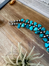 Load image into Gallery viewer, NFR Collection Necklace – 8mm Sterling Silver Pearls with Graduated Turquoise – Handmade by The Bijoux FAB – 34"