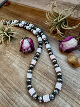 Load image into Gallery viewer, NFR Collection Necklace – 12mm Sterling Silver Pearls with 10mm Pink Conch Rondelles – Handmade by The Bijoux FAB – 30"