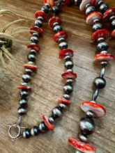 Load image into Gallery viewer, NFR Collection Necklace – Graduated Spiny Oyster & Sterling Silver Pearls 45"