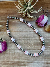 Load image into Gallery viewer, NFR Collection Necklace – 8mm Sterling Silver Pearls with 10mm Pink Conch Rondelles – Handmade by The Bijoux FAB – 19"