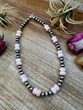 Load image into Gallery viewer, NFR Collection Necklace – 8mm Sterling Silver Pearls with 10mm Pink Conch Rondelles – Handmade by The Bijoux FAB – 19"