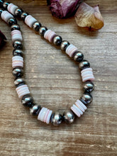 Load image into Gallery viewer, NFR Collection Necklace – 12mm Sterling Silver Pearls with 10mm Pink Conch Rondelles – Handmade by The Bijoux FAB – 30"