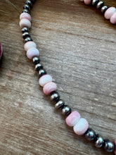 Load image into Gallery viewer, NFR Collection Necklace – 8mm Sterling Silver Pearls with 10mm Pink Conch Rondelles – Handmade by The Bijoux FAB – 19"