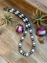 Load image into Gallery viewer, NFR Collection Necklace – 12mm Sterling Silver Pearls with 10mm Pink Conch Rondelles – Handmade by The Bijoux FAB – 30"