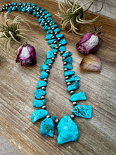 Load image into Gallery viewer, NFR Collection Necklace – 8mm Sterling Silver Pearls with Graduated Turquoise – Handmade by The Bijoux FAB – 34"