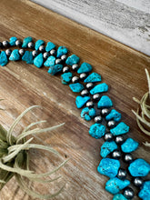 Load image into Gallery viewer, NFR Collection Necklace – 8mm Sterling Silver Pearls with Graduated Turquoise – Handmade by The Bijoux FAB – 34"
