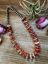 Load image into Gallery viewer, NFR Collection Necklace – 8mm Sterling Silver Pearls with 16mm Spiny Oyster Rondelle – Handmade by The Bijoux FAB – 20"