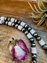 Load image into Gallery viewer, NFR Collection Necklace – 12mm Sterling Silver Pearls with 10mm Pink Conch Rondelles – Handmade by The Bijoux FAB – 30"