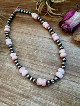 Load image into Gallery viewer, NFR Collection Necklace – 8mm Sterling Silver Pearls with 10mm Pink Conch Rondelles – Handmade by The Bijoux FAB – 19"