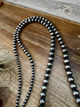 Load image into Gallery viewer, NFR Collection Necklace – Graduated Sterling Silver Pearls 6mm to 16mm 51”