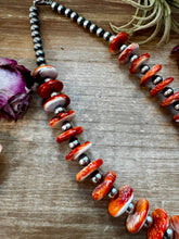 Load image into Gallery viewer, NFR Collection Necklace – 8mm Sterling Silver Pearls with 16mm Spiny Oyster Rondelle – Handmade by The Bijoux FAB – 20"