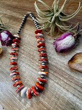 Load image into Gallery viewer, NFR Collection Necklace – 8mm Sterling Silver Pearls with 16mm Spiny Oyster Rondelle – Handmade by The Bijoux FAB – 20"