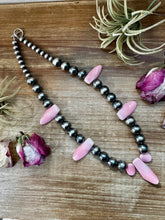 Load image into Gallery viewer, NFR Collection Necklace – 8mm & 14mm Sterling Silver Pearls with Pink Conch Shell – 23"