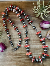 Load image into Gallery viewer, NFR Collection Necklace – Graduated Spiny Oyster & Sterling Silver Pearls 45"