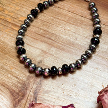 Load image into Gallery viewer, Black Onyx & Sterling Silver Pearl Choker – 14”