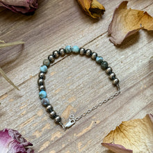 Load image into Gallery viewer, Sterling Silver & Larimar Bracelet – 6 mm Beads