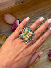 Load image into Gallery viewer, Ribbon Turquoise Sterling Silver Ring – Size 6.5 – (Philbert Nez)