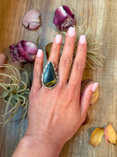 Load image into Gallery viewer, Black Jack Turquoise Sterling Silver Ring – Teardrop – Adjustable