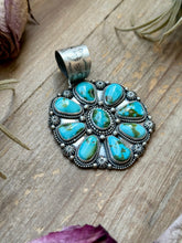 Load image into Gallery viewer, Sterling Silver Sonoran Mountain Turquoise Cluster Pendant – Fits Up to 15mm Beads – Artist Shay Pfeiffer