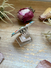 Load image into Gallery viewer, Mosaic Cluster Ring – Sterling Silver – Sonoran Mountain, Blue Ridge Turquoise & Spiny Oyster – Size 9 – Artist Shay Pfeiffer