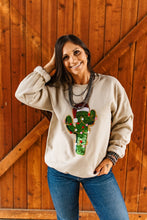 Load image into Gallery viewer, Christmas Cactus Sequins Patch Sweatshirt