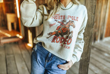 Load image into Gallery viewer, North Pole Rodeo Raw Hem V-Neck Crop Graphic Sweatshirt