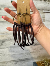 Load image into Gallery viewer, 10 options Deer Skin Leather Hoop Earrings – 6.5&quot; – Final Edition – USA Made
