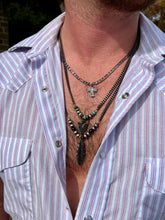 Load image into Gallery viewer, Men black chain with arrow and real turquoise
