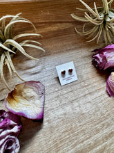 Load image into Gallery viewer, Mini Heart Stud Earrings – Red Inlay – Sterling Silver – Zuni Made
