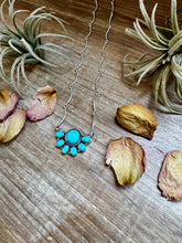 Load image into Gallery viewer, Smaller Cluster Necklace – Kingman Turquoise on Liquid Silver Chain, 18 Inch – USA Made
