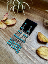 Load image into Gallery viewer, Sterling Silver &amp; Kingman Turquoise Chandelier Earrings – Made in USA
