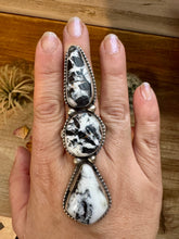 Load image into Gallery viewer, Long Ring - Size 8 1/2 - White Buffalo Ring &amp; sterling silver
