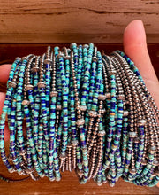 Load image into Gallery viewer, Lapis &amp; Turquoise Heishi Choker – 14&quot; Sterling Silver Beads
