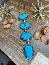 Load image into Gallery viewer, Massive Lariat Necklace – Kingman Turquoise – 19.5 Inch Sterling Silver Paperclip Chain – 8 Inch Drop – Native Made by T. Nez Sr.
