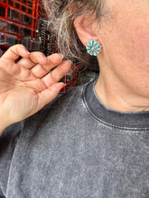 Load image into Gallery viewer, Cluster Turquoise Stud Earrings – Native Made, Sterling Silver
