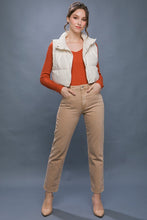 Load image into Gallery viewer, PU Faux Leather puffer West With Snap Button
