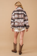 Load image into Gallery viewer, Aztec Teddy Mock Neck Zip Up Pullover
