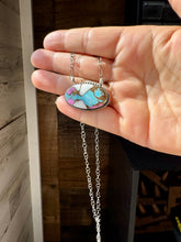 Load image into Gallery viewer, Cotton Candy Turquoise Bar Necklace – Oval Shape – 18&quot; Sterling Chain – Tia Long, Navajo Handmade
