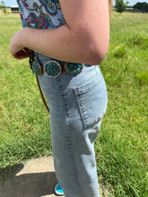 Load image into Gallery viewer, Turquoise Concho Belt – Sterling Silver – Native Made DM – One of a Kind
