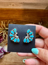 Load image into Gallery viewer, Kingman Turquoise Cluster Earrings – Sterling Silver
