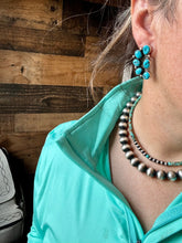 Load image into Gallery viewer, Big Cluster stud earrings - sterling silver and turquoise
